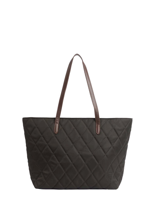 Olive quilted tote bag