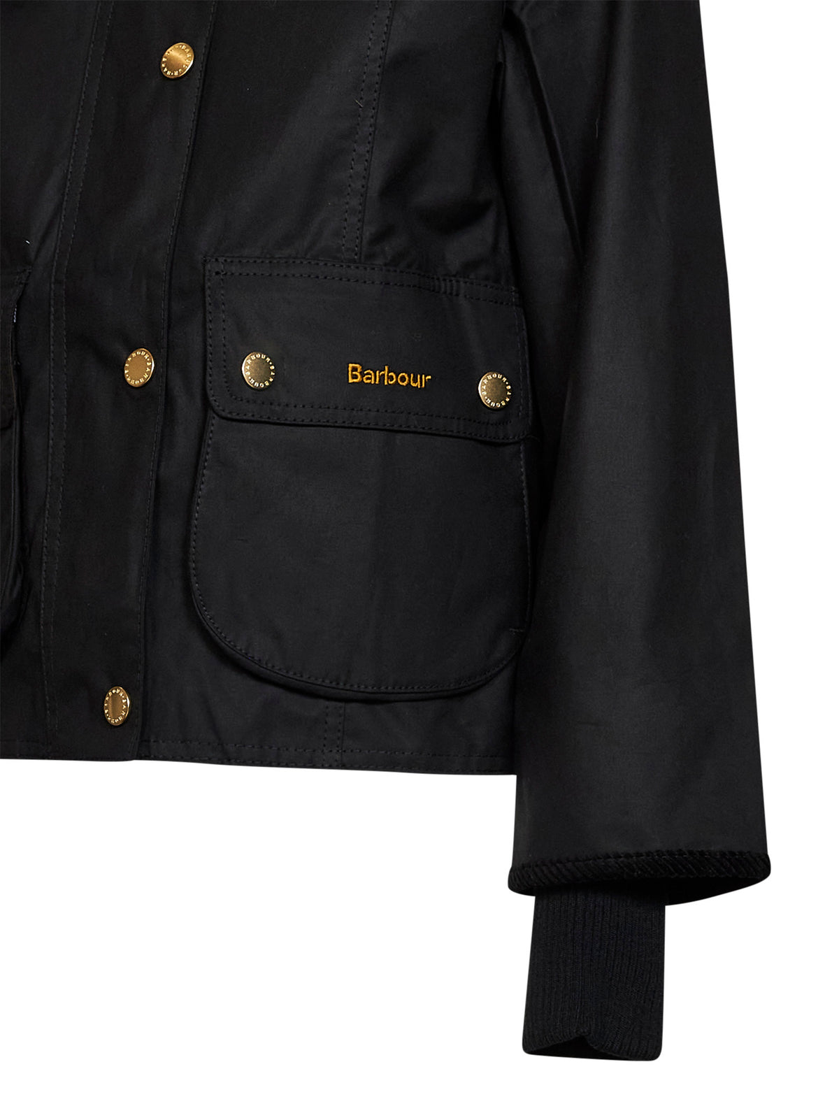 Black Beadnell crop waxed jacket