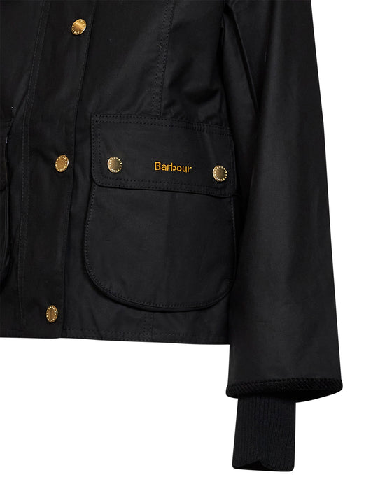 Black Beadnell crop waxed jacket