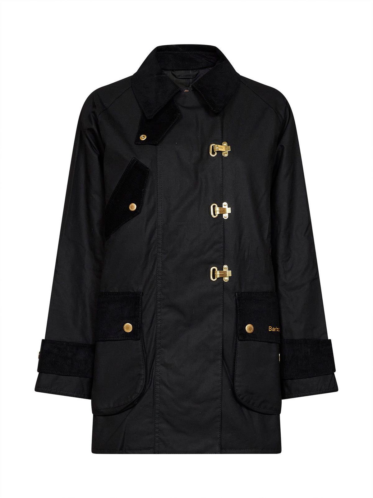 Giacca midi Felton in cotone cerato nero