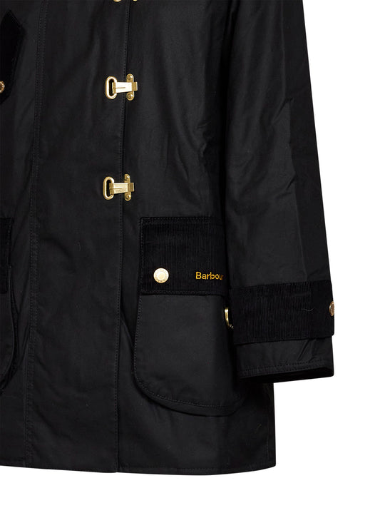 Giacca midi Felton in cotone cerato nero