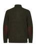 Cardigan con zip e bottoni in lana verde con toppe