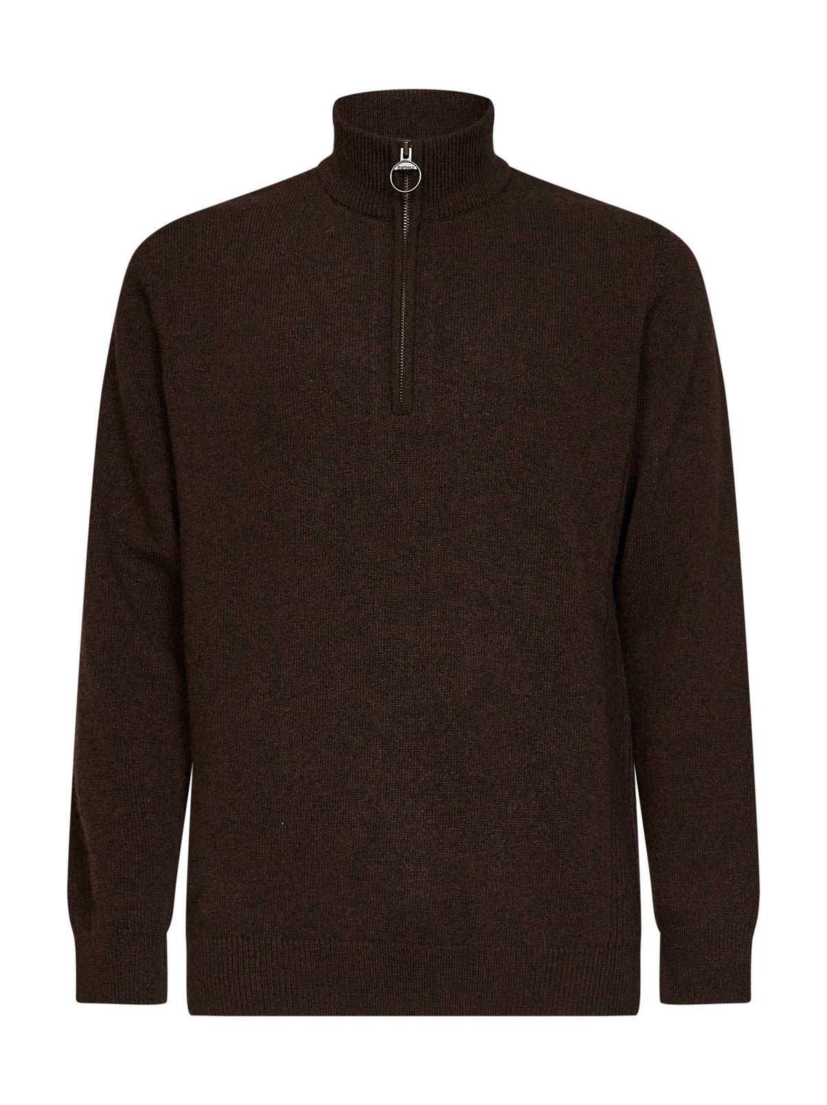 Maglione a mezza zip Holden in lana d'agnello rovere scuro