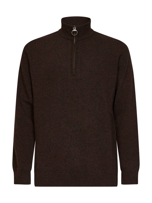Dark oak Holden lambswool half-zip sweater