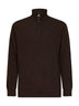 Maglione a mezza zip Holden in lana d'agnello rovere scuro