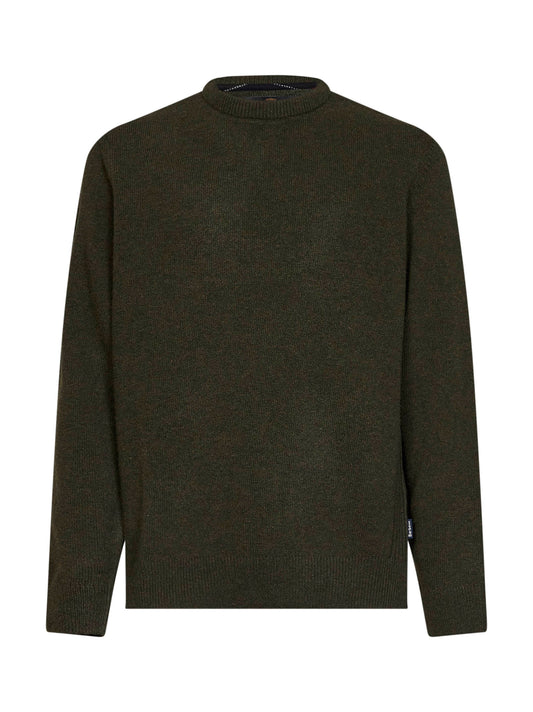 Maglione girocollo Holden in lana d'agnello verde oliva<BR/>