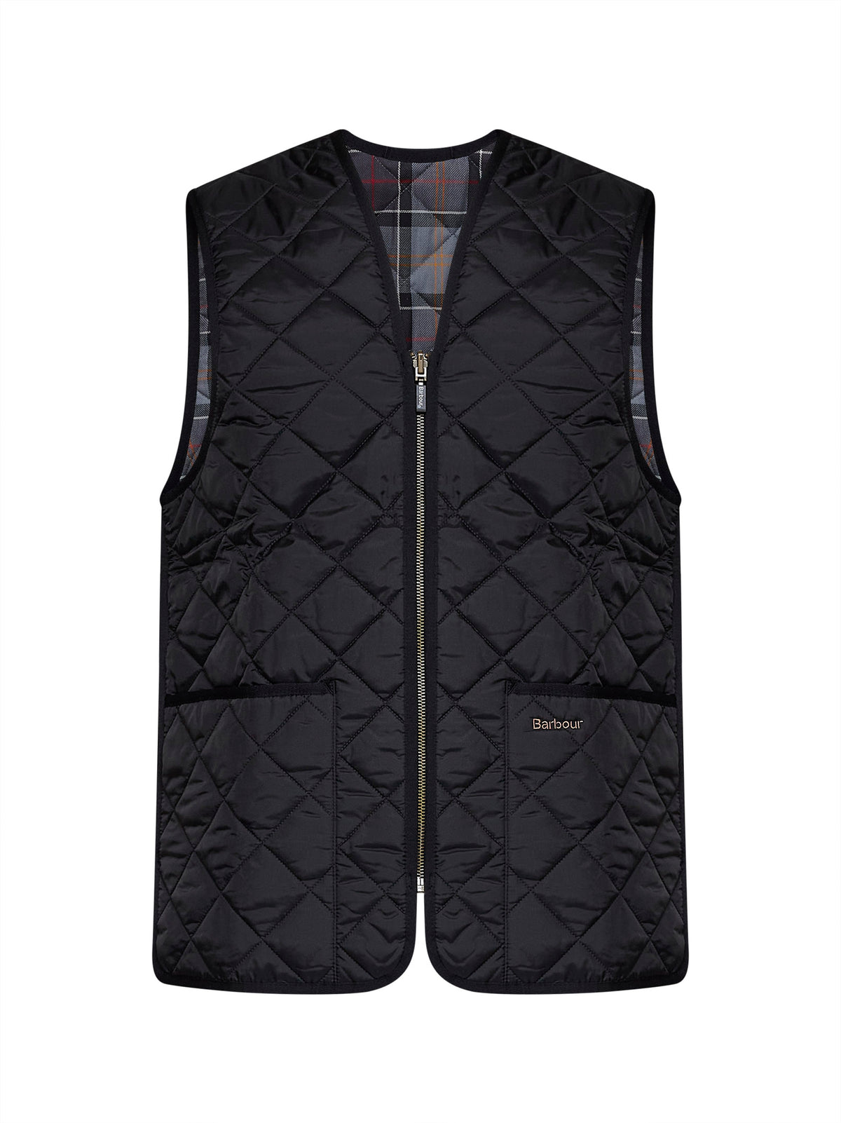 Black zipped quilted vest/lining
