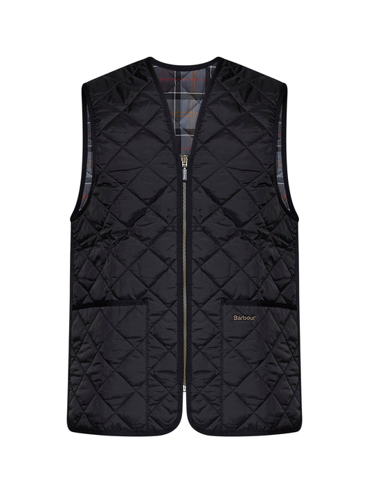 Black zipped quilted vest/lining