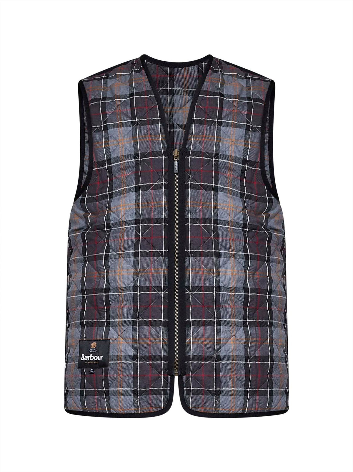 Black zipped quilted vest/lining