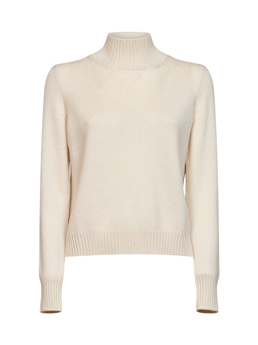Lupetto in maglia di lana vergine beige