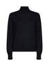 Black virgin wool knit mock neck sweater