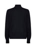 Black virgin wool knit mock neck sweater