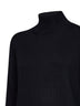 Black virgin wool knit mock neck sweater
