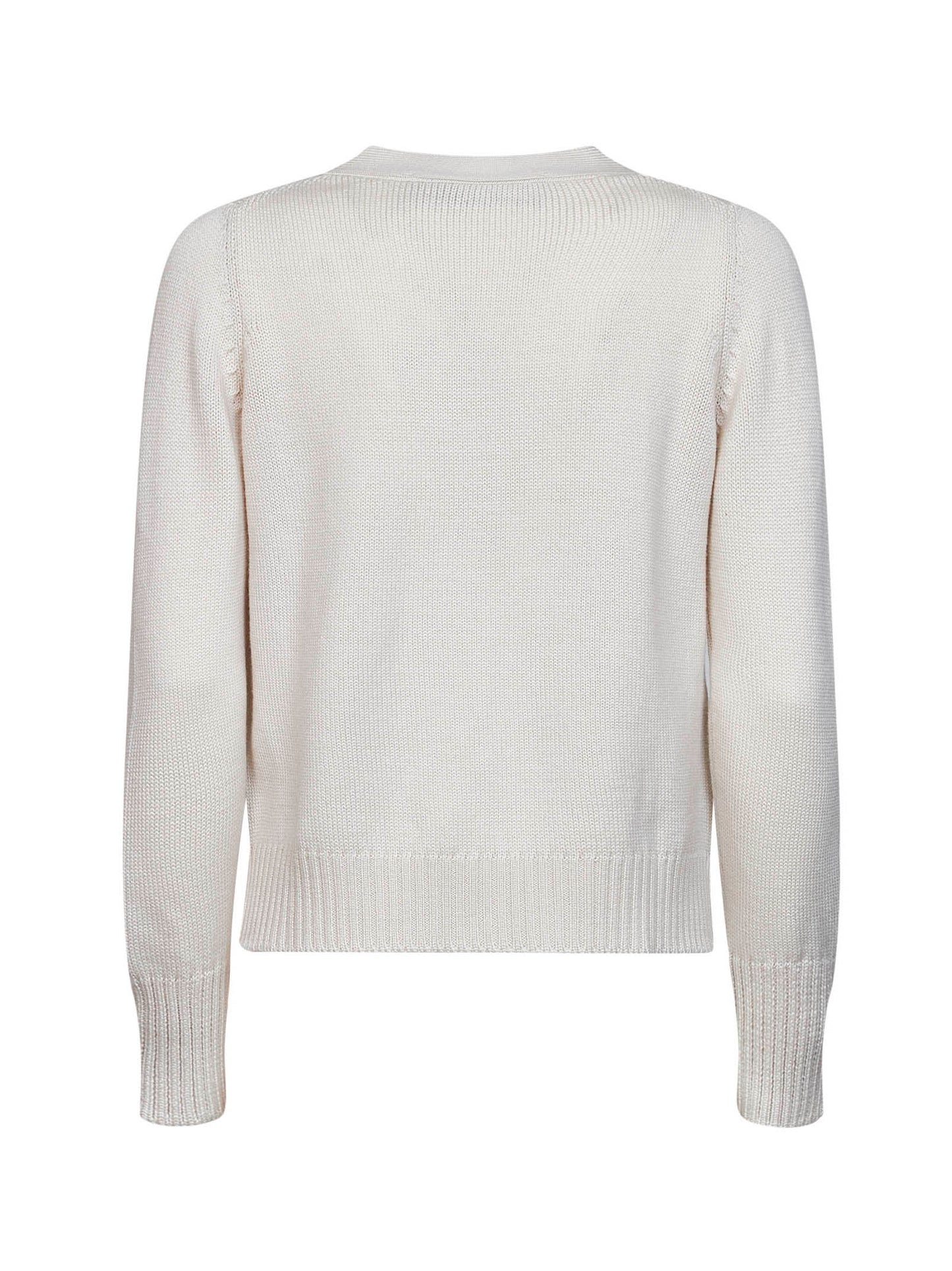 Beige virgin wool knit cardigan