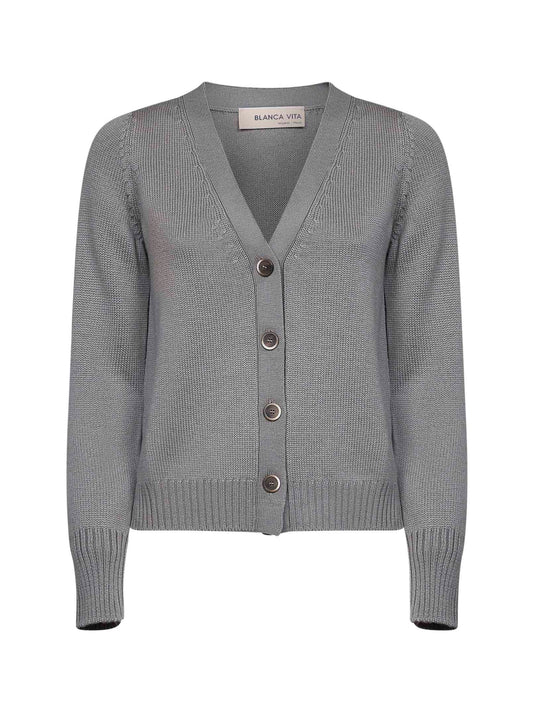 Sage green virgin wool knit cardigan