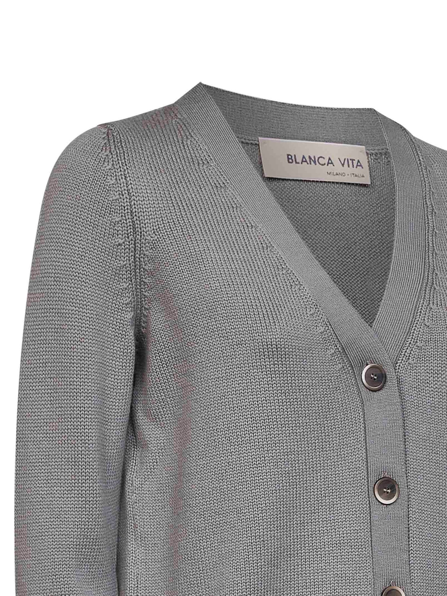 Sage green virgin wool knit cardigan