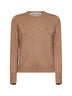 Camel virgin wool knit crewneck sweater