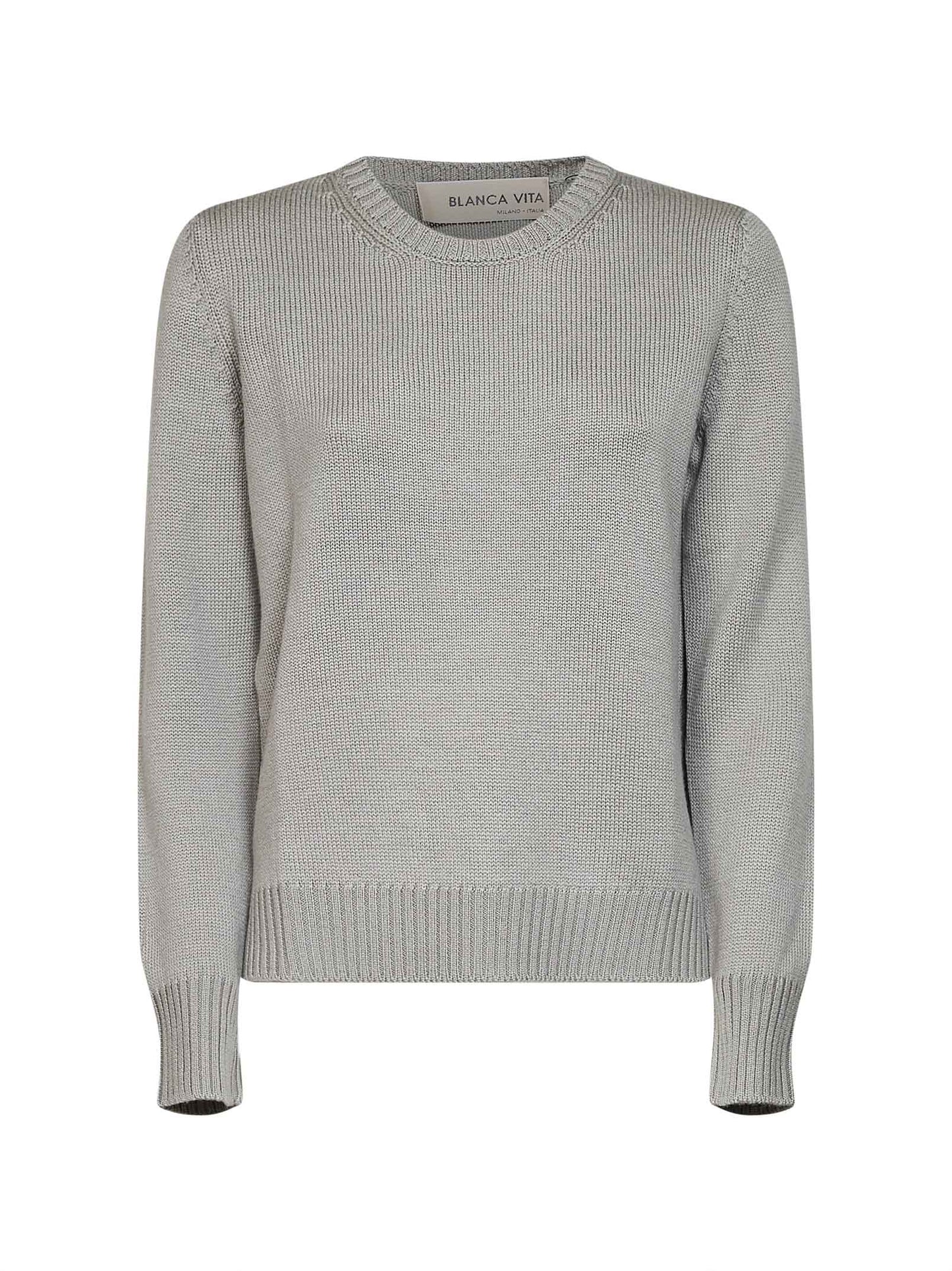 Maglia girocollo in lana vergine salvia