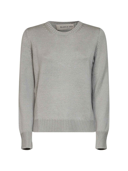 Sage virgin wool knit crewneck sweater