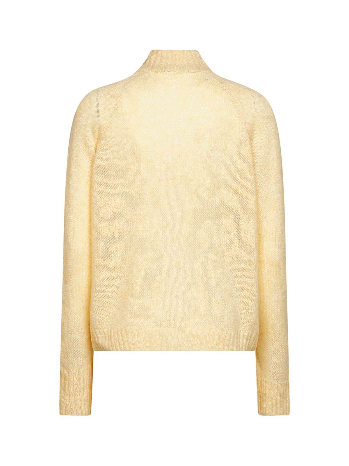 Cardigan a collo alto in maglia di misto alpaca gialla
