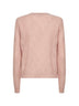 Pink openwork diamond-stitch knit cashmere sweater