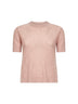 Pink openwork diamond-stitch knit cashmere button-up sweater