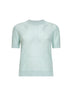 Green openwork diamond-stitch knit cashmere button-up sweater
