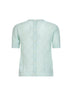 Green openwork diamond-stitch knit cashmere button-up sweater