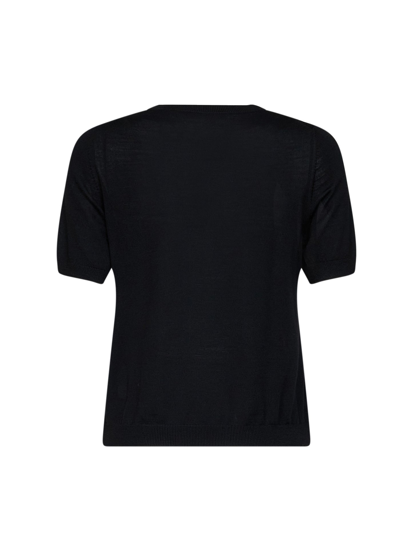 Maglia a maniche corte in lana leggera nera