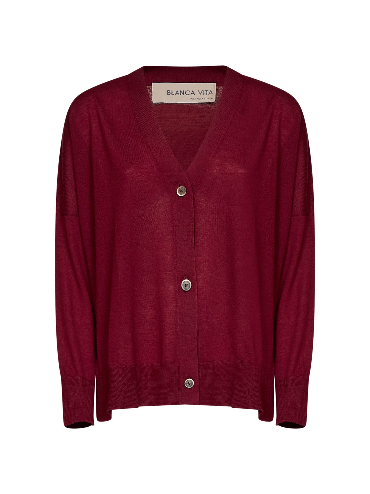 Cardigan in maglia di lana leggera bordeaux