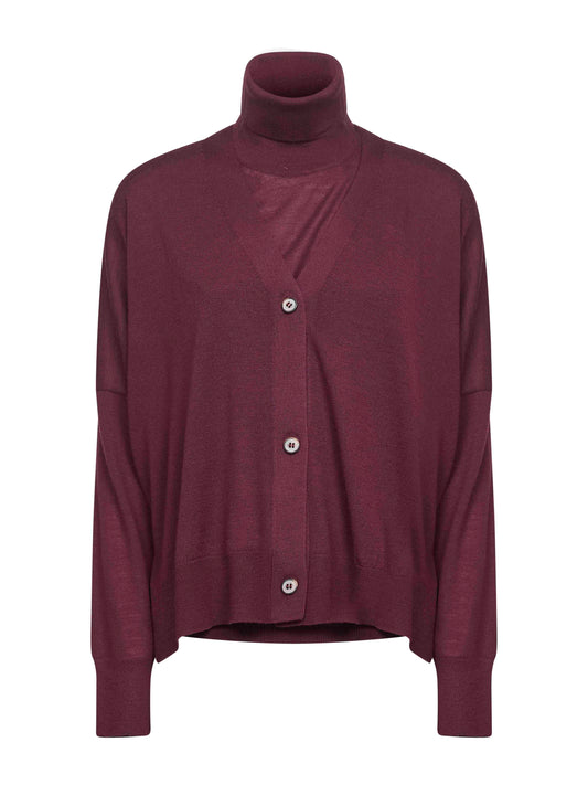 Twin set in maglia di lana vergine bordeaux