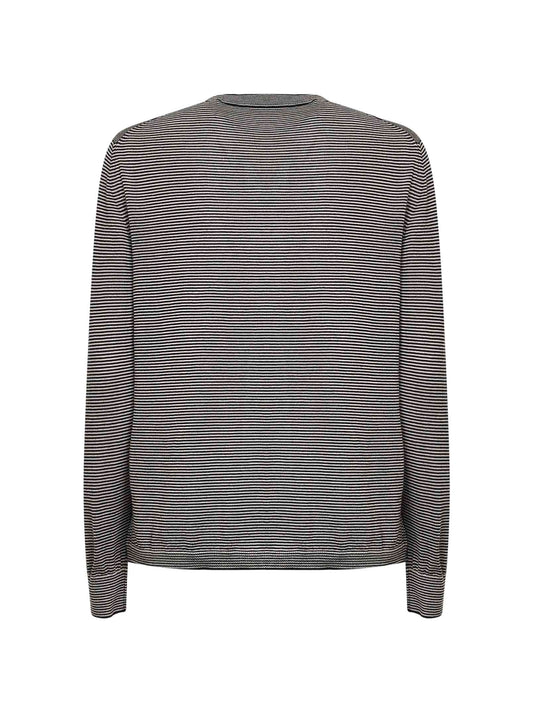 Black thin-striped Tasmania wool knit cardigan