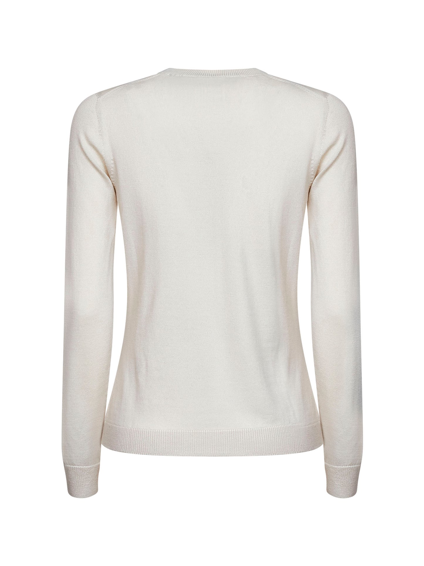 Beige lightweight virgin wool crewneck sweater