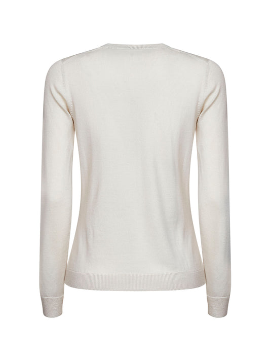 Beige lightweight virgin wool crewneck sweater