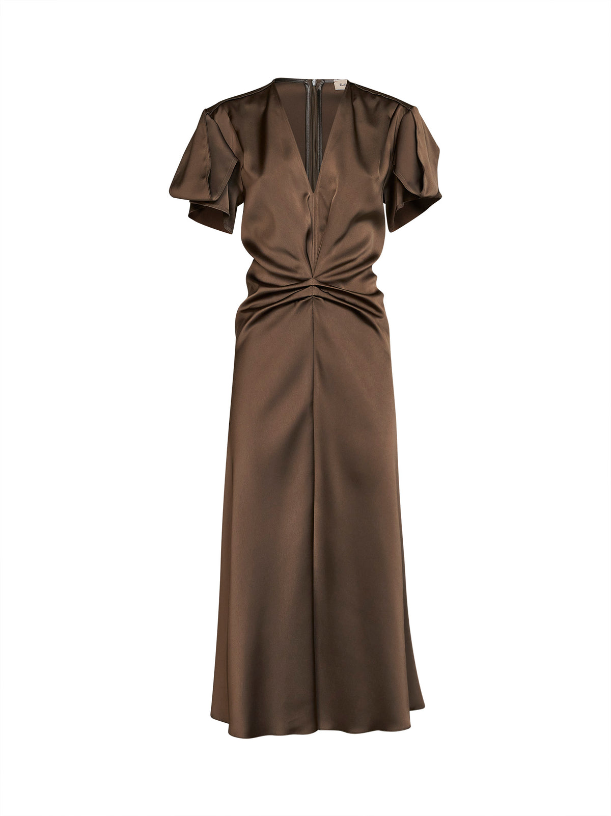 Green satin Alante gathered midi dress