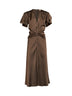 Green satin Alante gathered midi dress