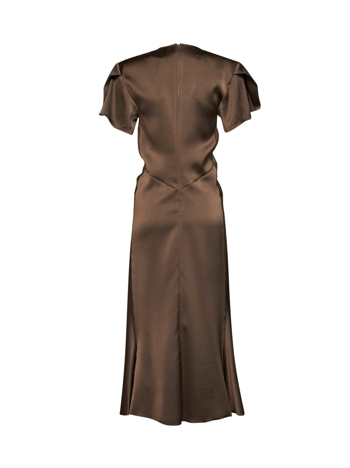 Green satin Alante gathered midi dress