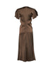 Green satin Alante gathered midi dress