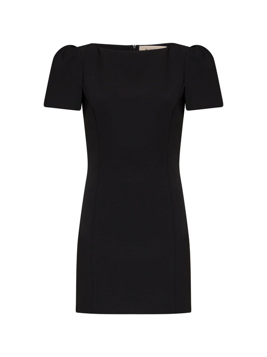 Miniabito aderente Albena in cady stretch nero<BR/>