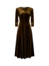 Abito midi svasato Asia in velluto stretch oliva
