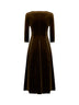 Abito midi svasato Asia in velluto stretch oliva