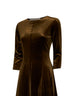 Abito midi svasato Asia in velluto stretch oliva