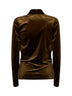 Blusa incrociata e drappeggiata Bajer in velluto stretch oliva