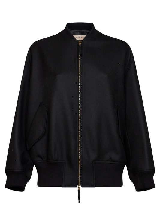 Onyx chevron wool Bellica bomber jacket
