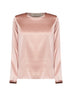 Amethyst pink stretch silk satin long-sleeved T-shirt