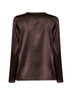 Mocha stretch silk satin long-sleeved T-shirt