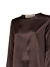 Mocha stretch silk satin long-sleeved T-shirt
