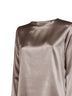 Taupe stretch silk satin long-sleeved T-shirt