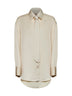 Cream envers satin Colga oversized shirt with tie