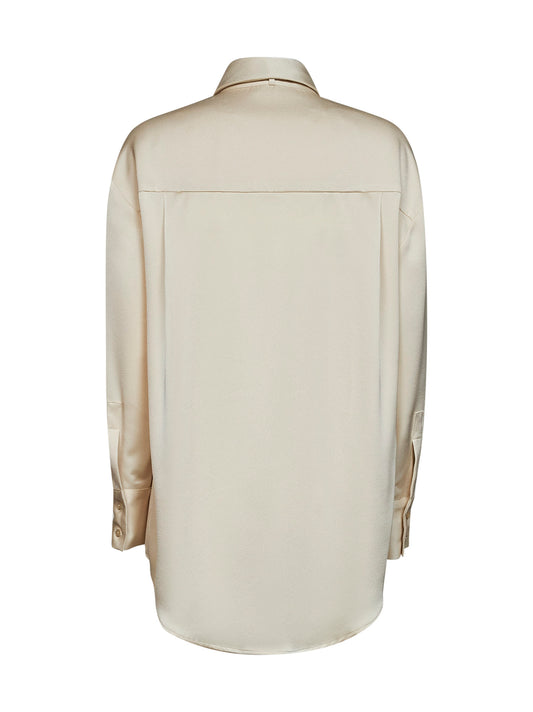 Cream envers satin Colga oversized shirt with tie